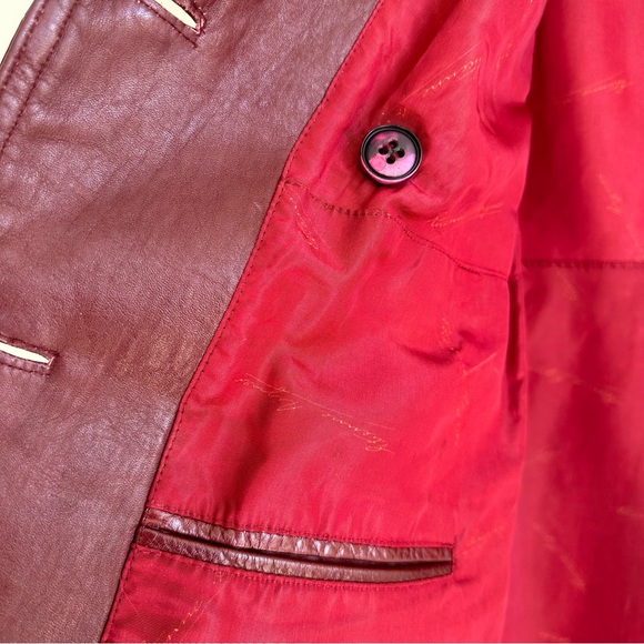Vintage Leather Trench Coat Eitenne Aigner Burgundy Long Jacket 10 - Picture 12 of 16